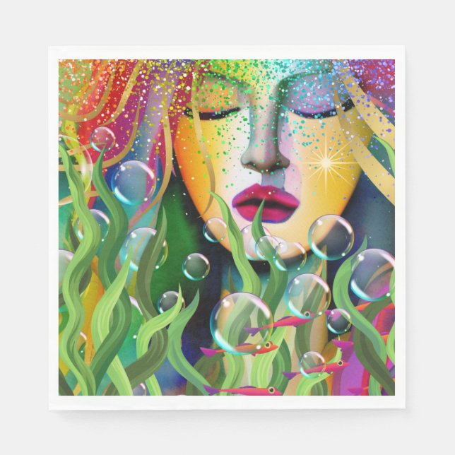 Serviette En Papier Sirène magique (Devant)