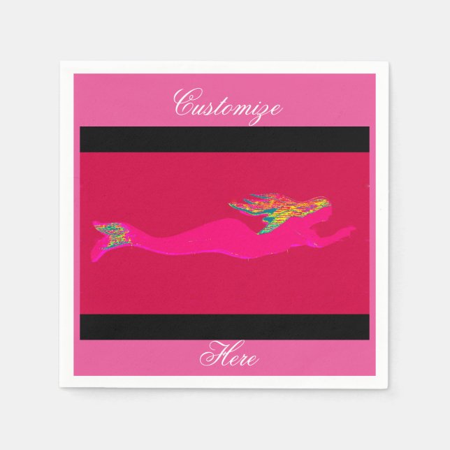 Serviette En Papier sirène rose rouge (Devant)