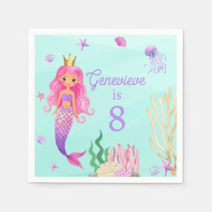 Serviette En Papier Sirène sous la fête d'anniversaire de la mer