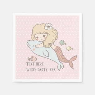 Serviette En Papier sirène, sous la mer, mignonne, fille, adorbale,