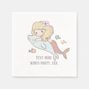 Serviette En Papier sirène, sous la mer, mignonne, fille, adorbale,
