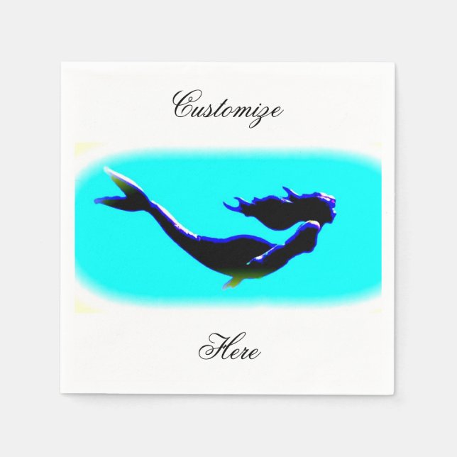 Serviette En Papier sirène sous-marine noire (Devant)