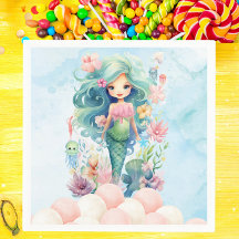 Sirène Whimsical bleu rose fête d'anniversaire Nap