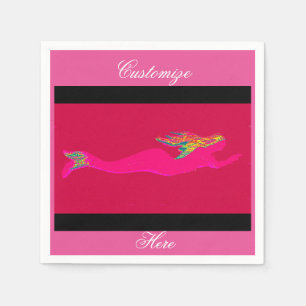 Serviette En Papier sirènes roses rouge