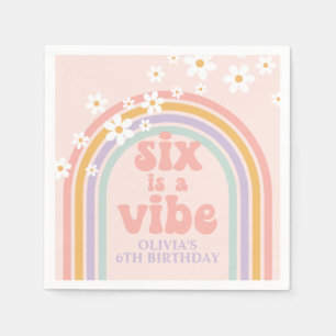 Serviette En Papier Six est Vibe Pastel Rainbow 6e anniversaire