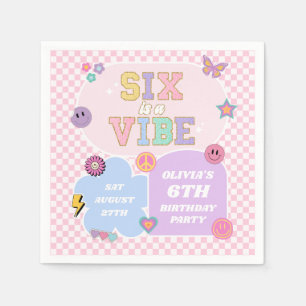 Serviette En Papier Six Is A Vibe Preppy Patch 6e Anniversaire