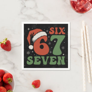 Serviette En Papier Six Seven 67 Chapeau de Père Noël Drôle Noël Xmas