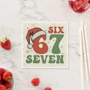 Serviette En Papier Six Seven 67 Chapeau de Père Noël Drôle Noël Xmas 