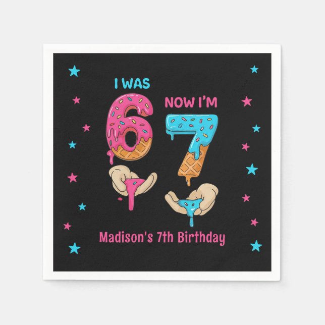Serviette En Papier Six Seven Birthday Napkins (Devant)