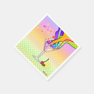 SERVIETTE EN PAPIER SIXTIES POP ART STYLE MARTINI