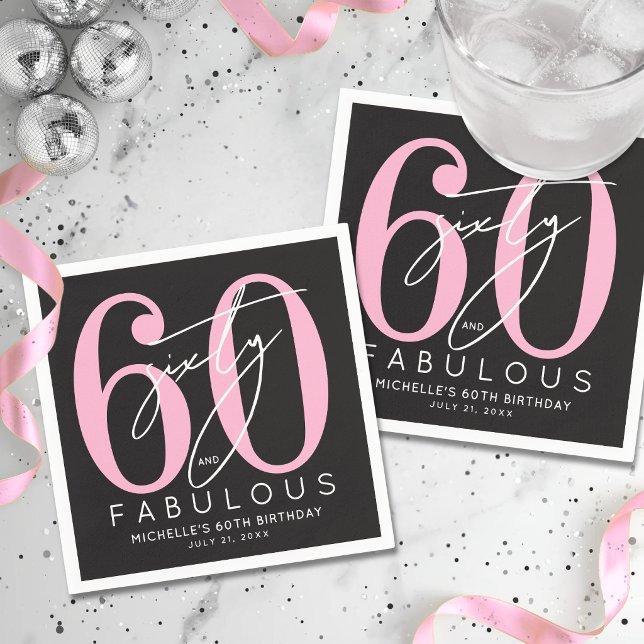 Serviette En Papier Sixty Fabulous 60th Birthday Party (Sixty Fabulous 60th Birthday Party Napkins )