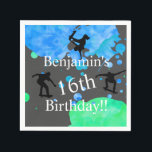 Serviette En Papier Skateboard Birthday, 16th Birthday<br><div class="desc">Si cool ! Patinage serviettes d'anniversaire</div>