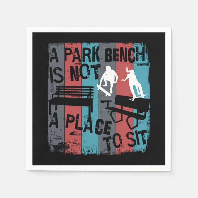 Serviette En Papier Skateboard - Skateboard Funny Park Bench (Devant)