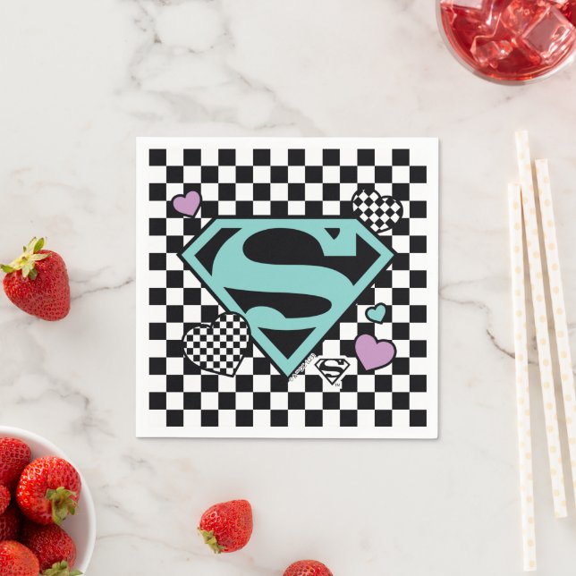 Serviette En Papier Skater Girl Supergirl Coeurs S-Shield (En situation)