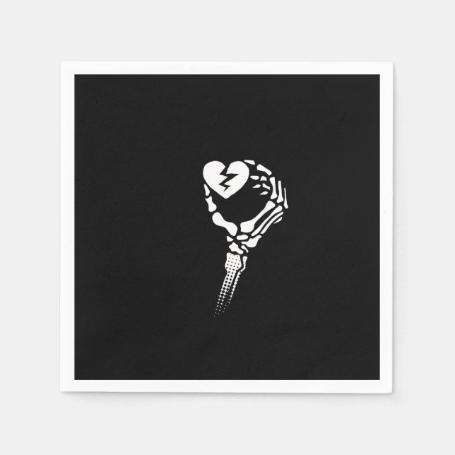 Serviette En Papier Skeleton Coeur de main (Devant)