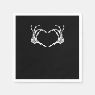 Serviette En Papier Skeleton Coeur main Halloween Design
