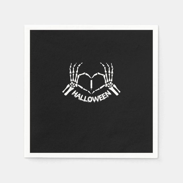 Serviette En Papier Skeleton Coeur main Lazy Costume d'Halloween drôle (Devant)