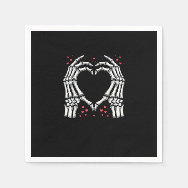 Serviette En Papier Skeleton Coeur main Valentines Jour Drôle Couple (Devant)