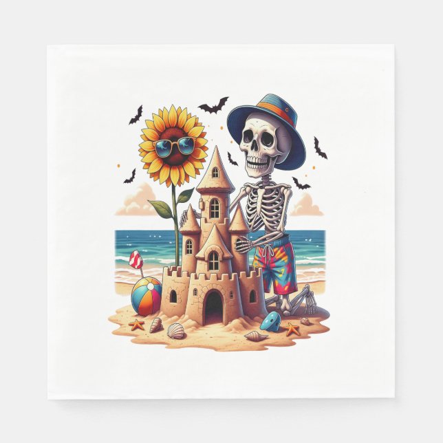 Serviette En Papier Skeleton cool à la plage (Devant)