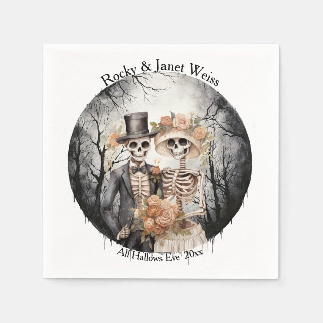 Serviette En Papier Skeleton Couple Mariage (Devant)