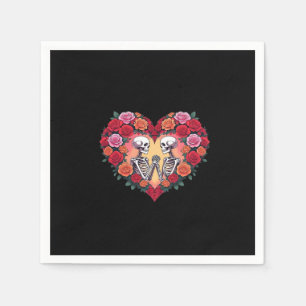 Serviette En Papier Skeleton Couple Tenant Les Mains Dans Un Coeur De 