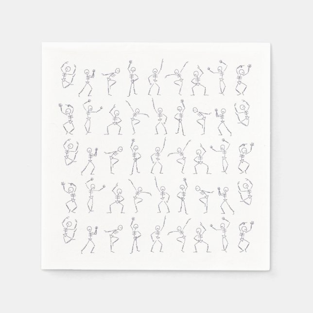 Serviette En Papier Skeleton Dance Halloween serviettes - blanc (Devant)