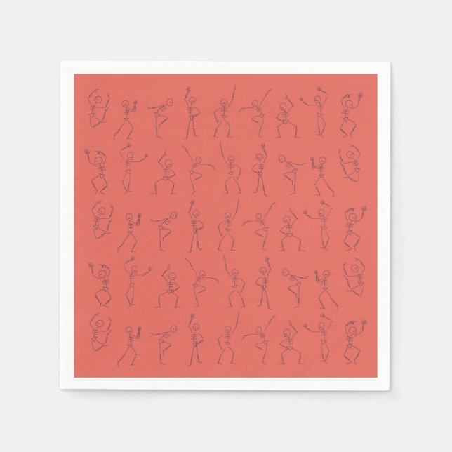Serviette En Papier Skeleton Dance Halloween serviettes - orange (Devant)