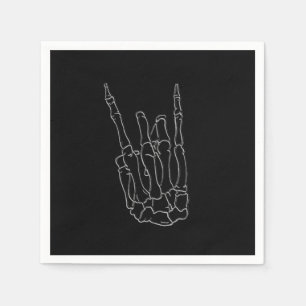 Serviette En Papier Skeleton Hand Rock Star Black Birday Party
