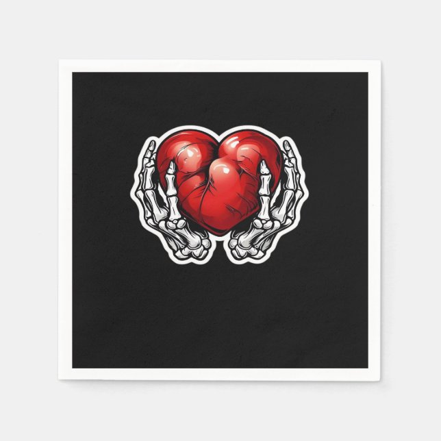 Serviette En Papier Skeleton Hands Hearts - Jolie Halloween (Devant)