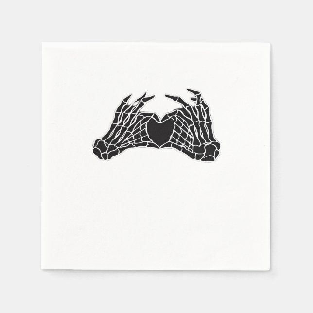Serviette En Papier Skeleton Heart Hands - Classique (Devant)