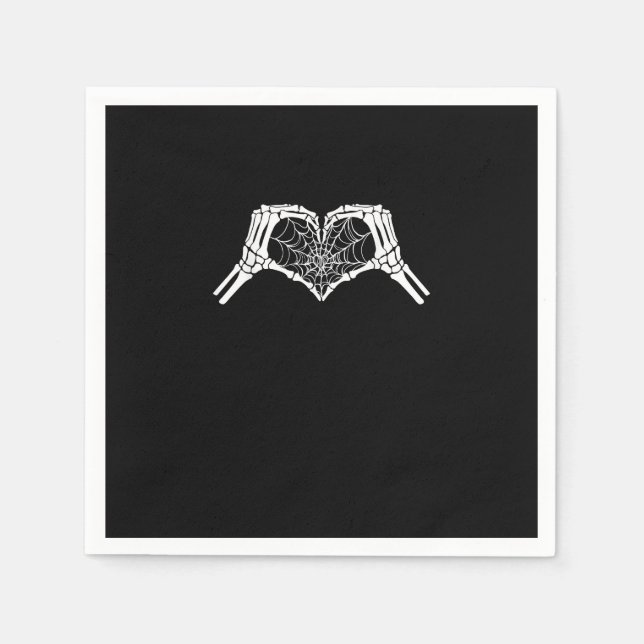 Serviette En Papier Skeleton Heart Hands Spiderweb Halloween Éffrayant (Devant)