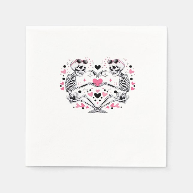 Serviette En Papier Skeleton Heart Mains Classique Viral (Devant)