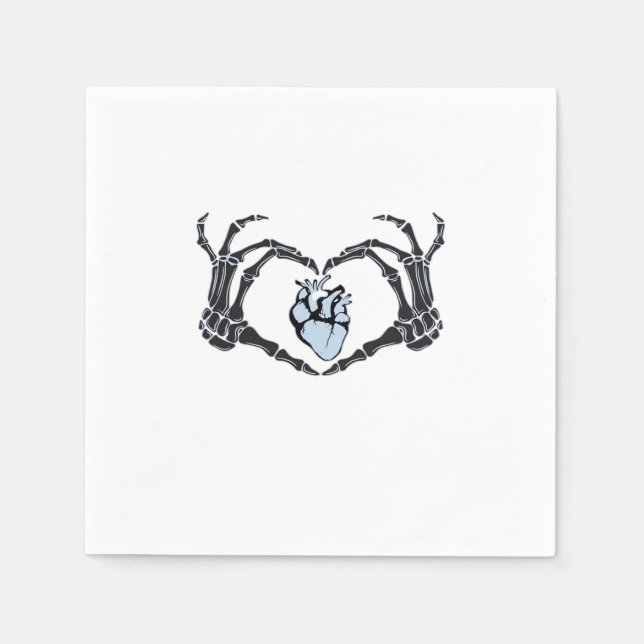 Serviette En Papier Skeleton Heart Mains Design Classique Pour Hallowe (Devant)