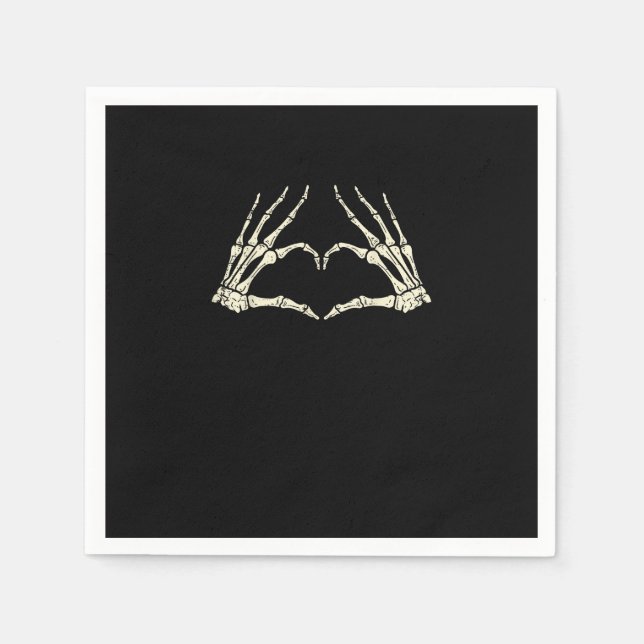 Serviette En Papier Skeleton Mains Coeur drôle Halloween Hommes Femmes (Devant)