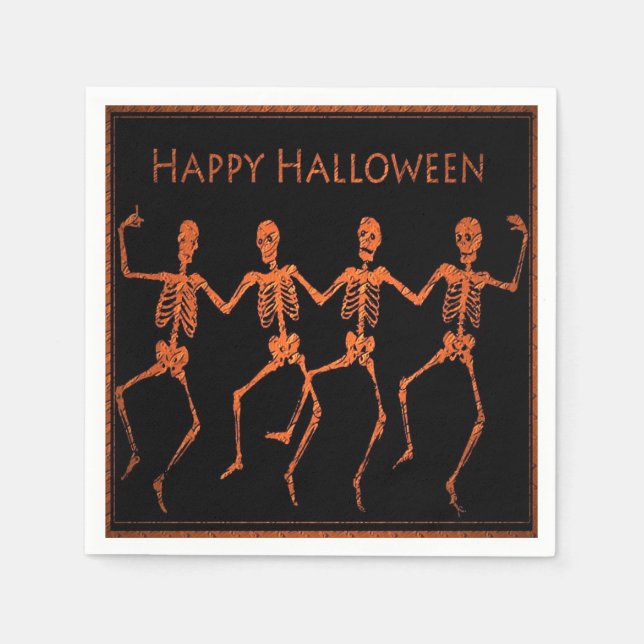 Serviette En Papier Skeletons dansants Halloween Party Napkins (Devant)
