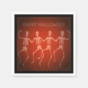 Serviette En Papier Skeletons de danse Orange Halloween Napkins