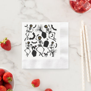Serviette En Papier Skeletons d'Halloween Macabre Dance