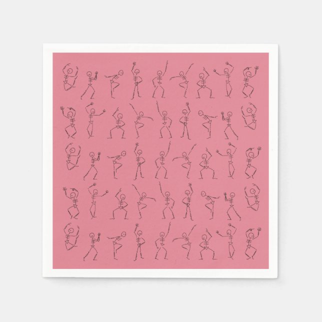 Serviette En Papier Skeletons d'Halloween - rose (Devant)