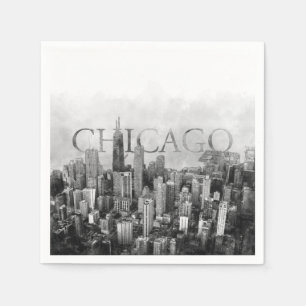 Serviette En Papier Sketch Skyline de Chicago