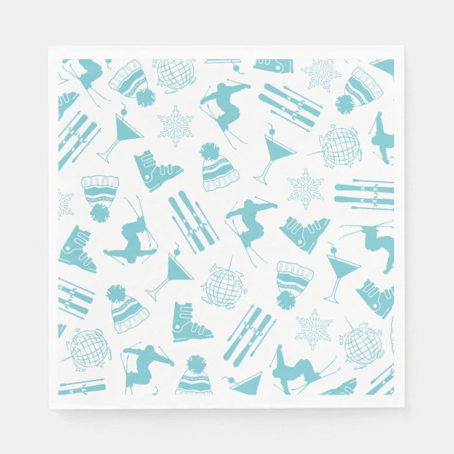 Serviette En Papier Ski Après Winter Bachelorette Party Turquoise (Devant)