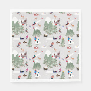Serviette En Papier Ski de neige d'hiver Pistes de ski de montagne Pay