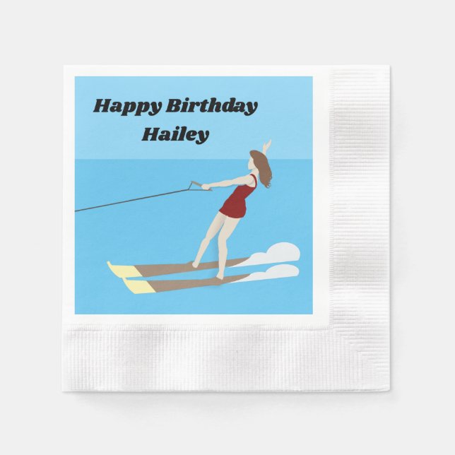 Serviette En Papier Ski nautique de style vintage (Devant)