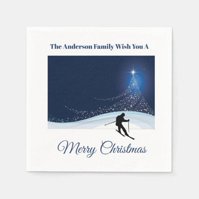 Serviette En Papier Ski run winter snow Christmas holiday festivities (Devant)