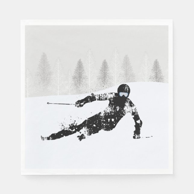 Serviette En Papier Skieur Pro, Ski Snowboard (Devant)