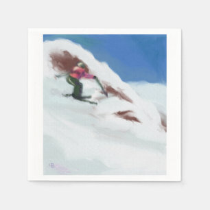 Serviette En Papier Skiing Snow Mountain Art