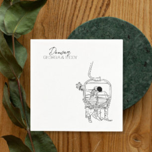 Serviette En Papier Skiing Winter Wedding cocktail napkin