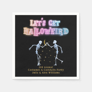 Serviette En Papier Skull Neon Halloween Halloween Skeletons dansants