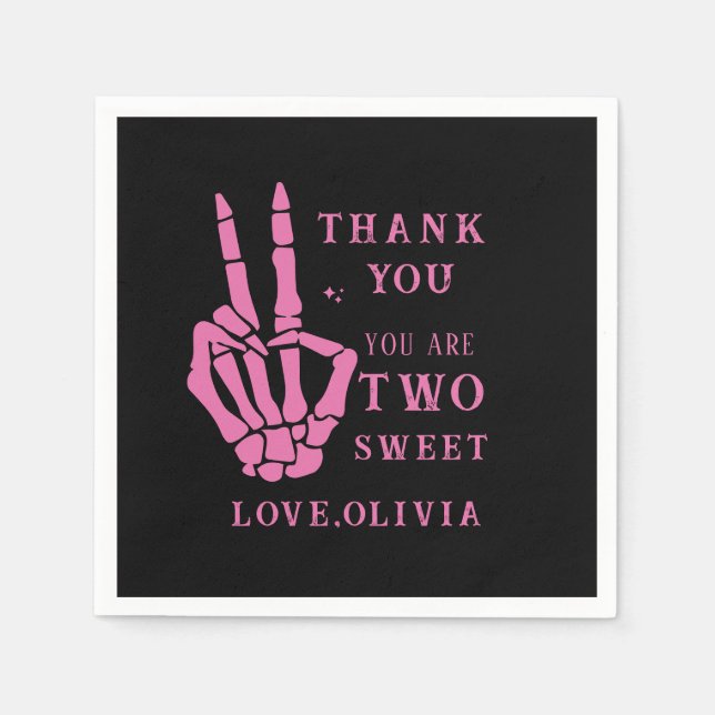 Serviette En Papier Skull Skeleton Bad to the Bone 2nd Birthday  (Devant)