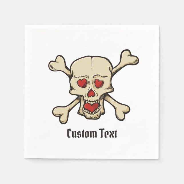 Serviette En Papier Skull with Hearts (Devant)