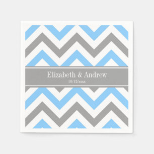 Serviette En Papier Sky Blue Dk Gray Wht LG Chevron Gray Name Monogram